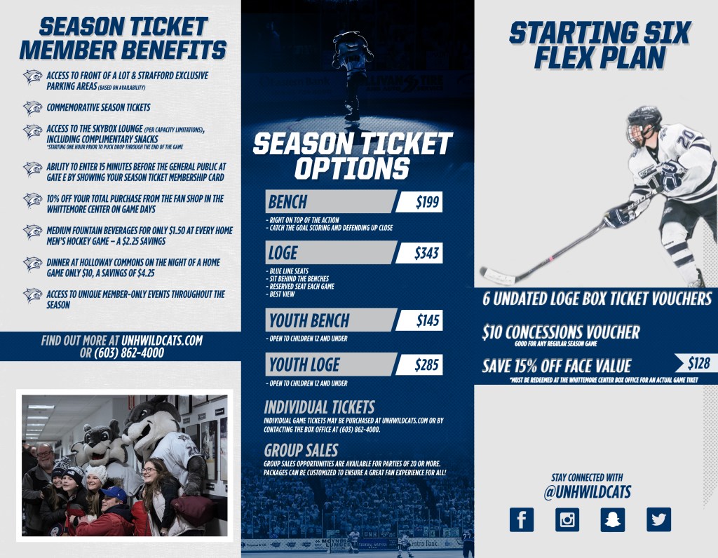 UNH Men's Hockey season ticket brochure for 2019/20 season - outside